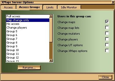 Server Options - Limits Window